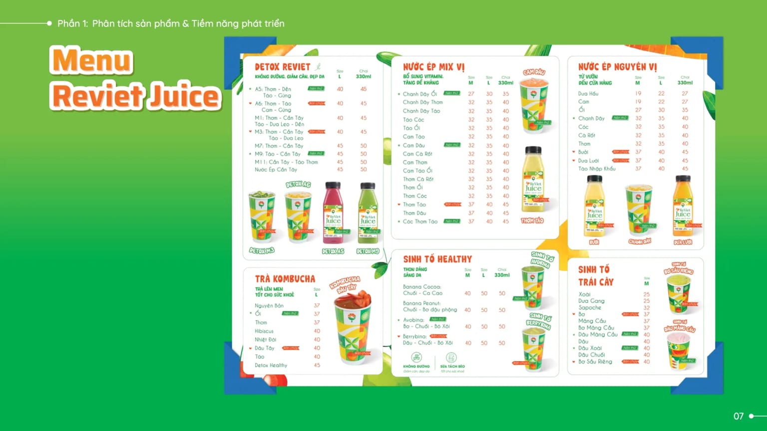 Menu ReViet Juice